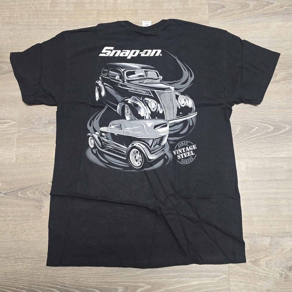 New Snap-On Vintage Steel Series Hot Rod T Shirt Mens Large Black Gildan